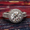 1.75ct Round Cut Double Halo Pave Engagement Ring - 02US31